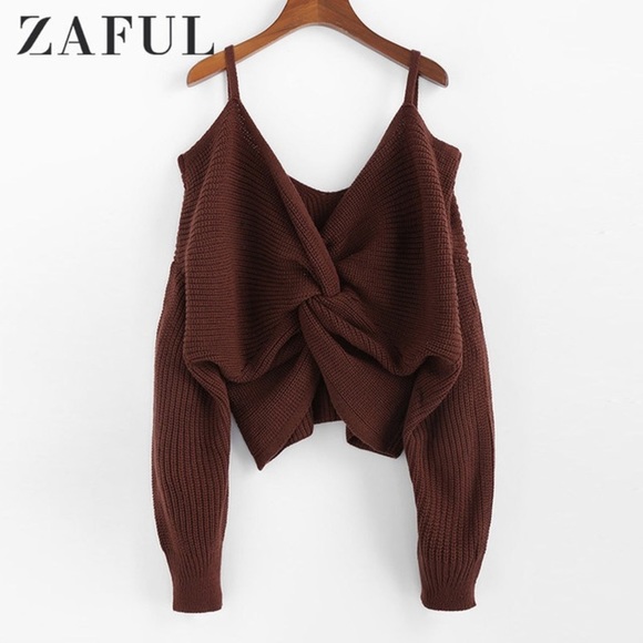 🔥NWT ZAFUL Twisted Cold Shoulder Sweater🔥 - Picture 2 of 7